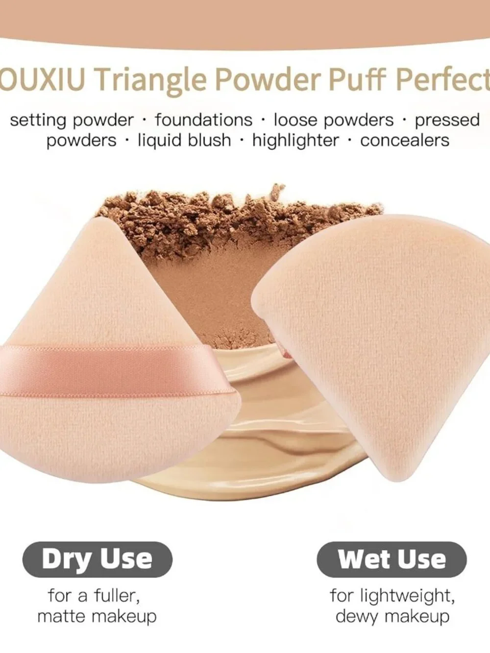 6 Pcs Beauty Makeup Triangle Powder Puff Sponges